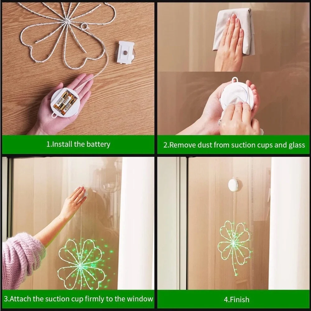 Green Shamrock LED 4 Clover 🍀 String Lights